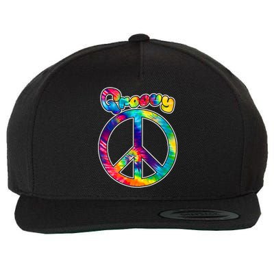 Groovy Peace Sign Wool Snapback Cap