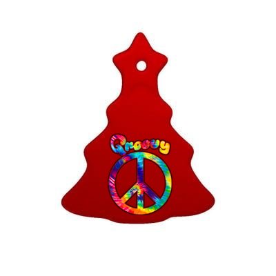 Groovy Peace Sign Ceramic Tree Ornament