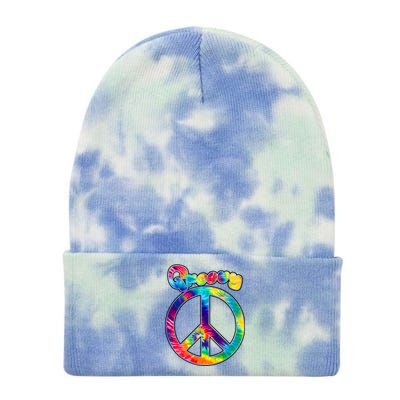 Groovy Peace Sign Tie Dye 12in Knit Beanie