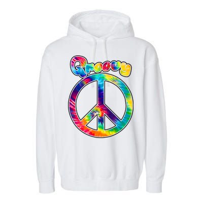 Groovy Peace Sign Garment-Dyed Fleece Hoodie