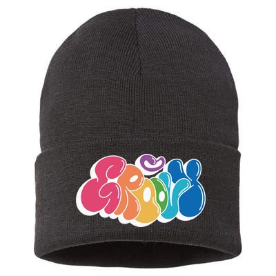 Groovy Retro Colorful Sustainable Knit Beanie