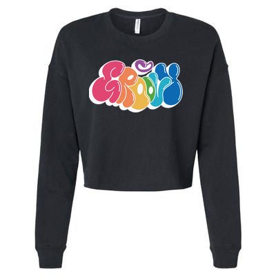 Groovy Retro Colorful Cropped Pullover Crew