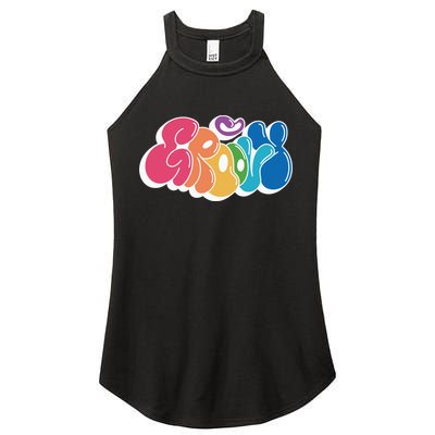 Groovy Retro Colorful Women's Perfect Tri Rocker Tank