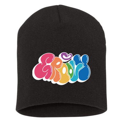 Groovy Retro Colorful Short Acrylic Beanie