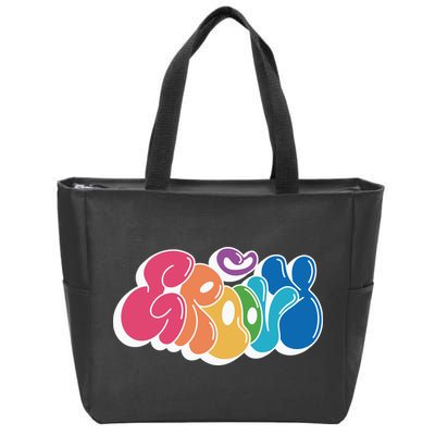 Groovy Retro Colorful Zip Tote Bag