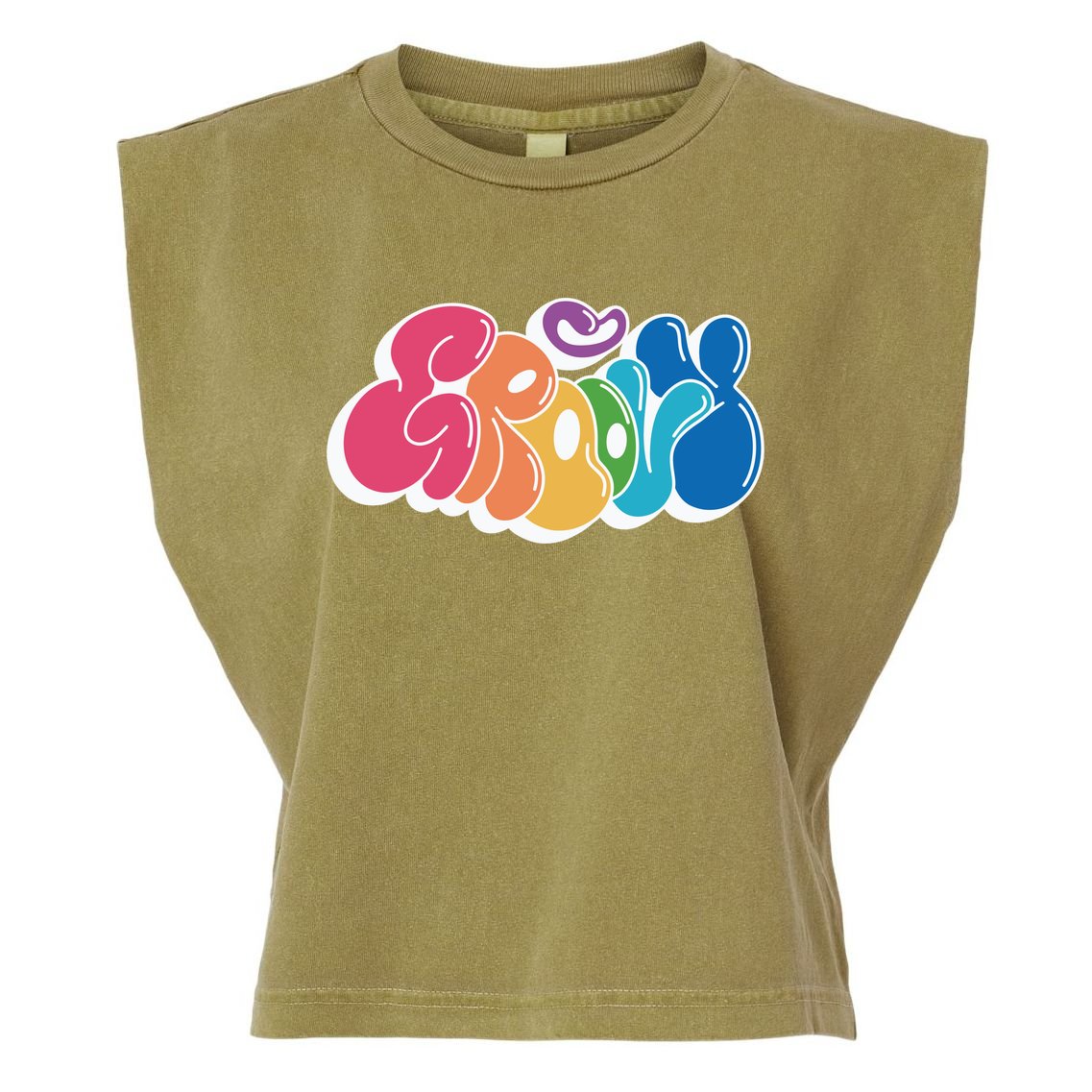 Groovy Retro Colorful Garment-Dyed Women's Muscle Tee