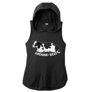 Ground Beef Funny Cow Ladies PosiCharge Tri-Blend Wicking Draft Hoodie Tank