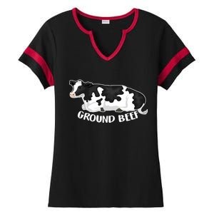 Ground Beef Funny Cow Ladies Halftime Notch Neck Tee