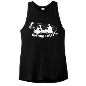 Ground Beef Funny Cow Ladies PosiCharge Tri-Blend Wicking Tank