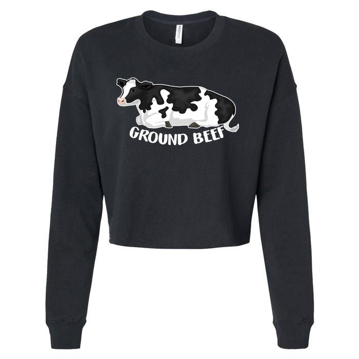 Ground Beef Funny Cow Cropped Pullover Crew