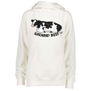 Ground Beef Funny Cow Womens Funnel Neck Pullover Hood