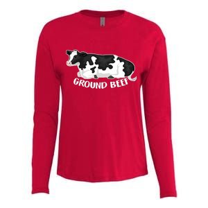 Ground Beef Funny Cow Womens Cotton Relaxed Long Sleeve T-Shirt