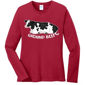 Ground Beef Funny Cow Ladies Long Sleeve Shirt