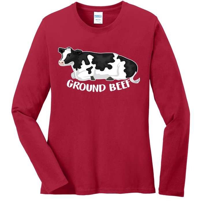 Ground Beef Funny Cow Ladies Long Sleeve Shirt