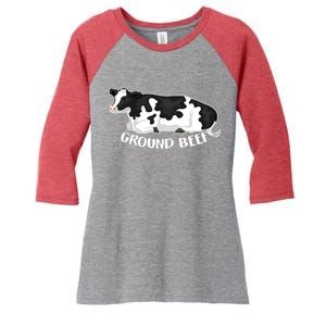 Ground Beef Funny Cow Women's Tri-Blend 3/4-Sleeve Raglan Shirt