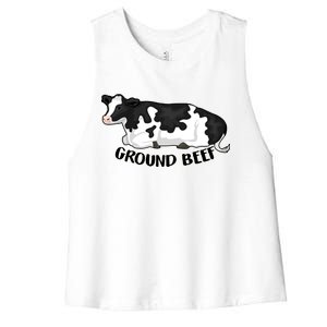 Ground Beef Funny Cow Women's Racerback Cropped Tank