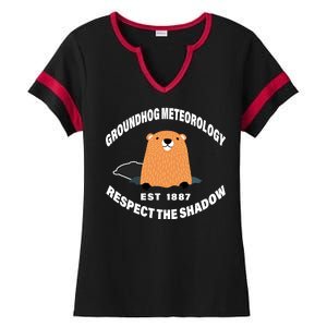 Groundhog Meteorology Respect The Shadow Ladies Halftime Notch Neck Tee