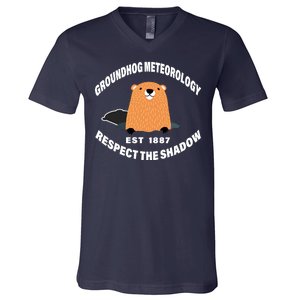 Groundhog Meteorology Respect The Shadow V-Neck T-Shirt