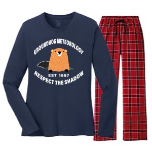 Groundhog Meteorology Respect The Shadow Women's Long Sleeve Flannel Pajama Set 