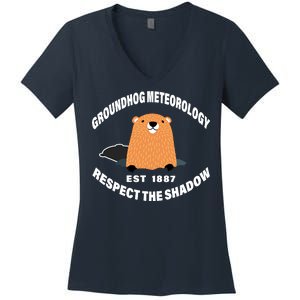 Groundhog Meteorology Respect The Shadow Women's V-Neck T-Shirt