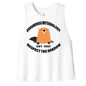 Groundhog Meteorology Respect The Shadow Women's Racerback Cropped Tank