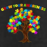 Grow Your Awareness Autism Puzzle Tree 7 Panel Mesh Trucker Snapback Hat