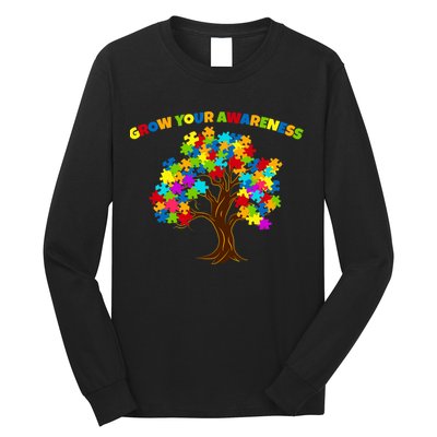 Grow Your Awareness Autism Puzzle Tree Long Sleeve Shirt