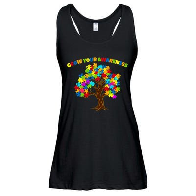 Grow Your Awareness Autism Puzzle Tree Ladies Essential Flowy Tank