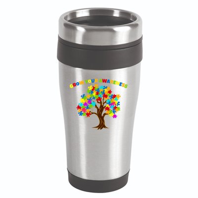 Grow Your Awareness Autism Puzzle Tree 16oz Travel Tumbler