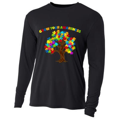 Grow Your Awareness Autism Puzzle Tree Cooling Performance Long Sleeve Crew