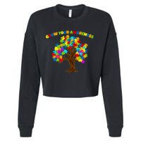 Grow Your Awareness Autism Puzzle Tree Cropped Pullover Crew