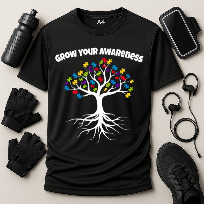 Grow Your Awareness Tree Roots Cooling Performance Crew T-Shirt