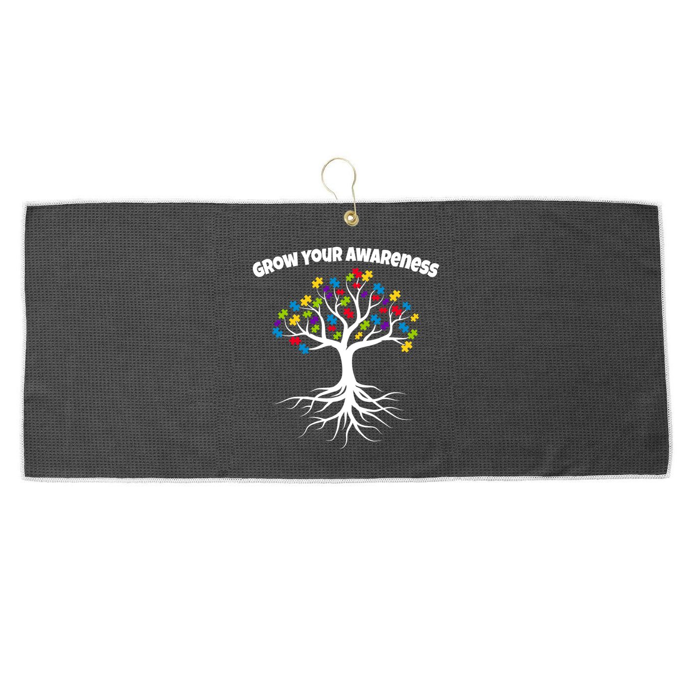 Grow Your Awareness Tree Roots Large Microfiber Waffle Golf Towel