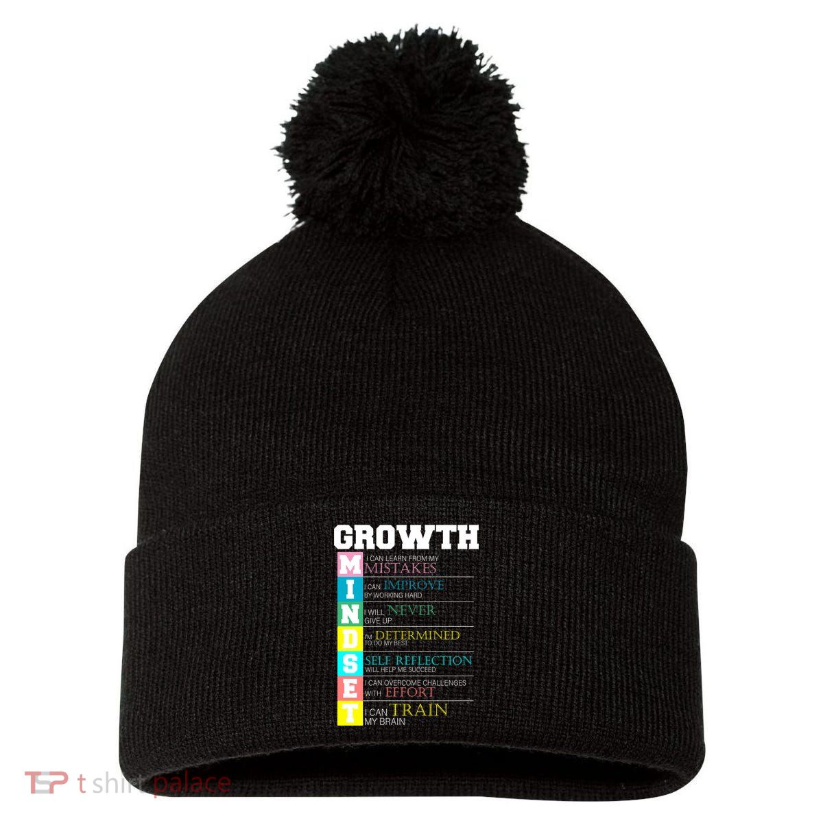 Growth New Mindset And Resolution  Pom Pom 12in Knit Beanie
