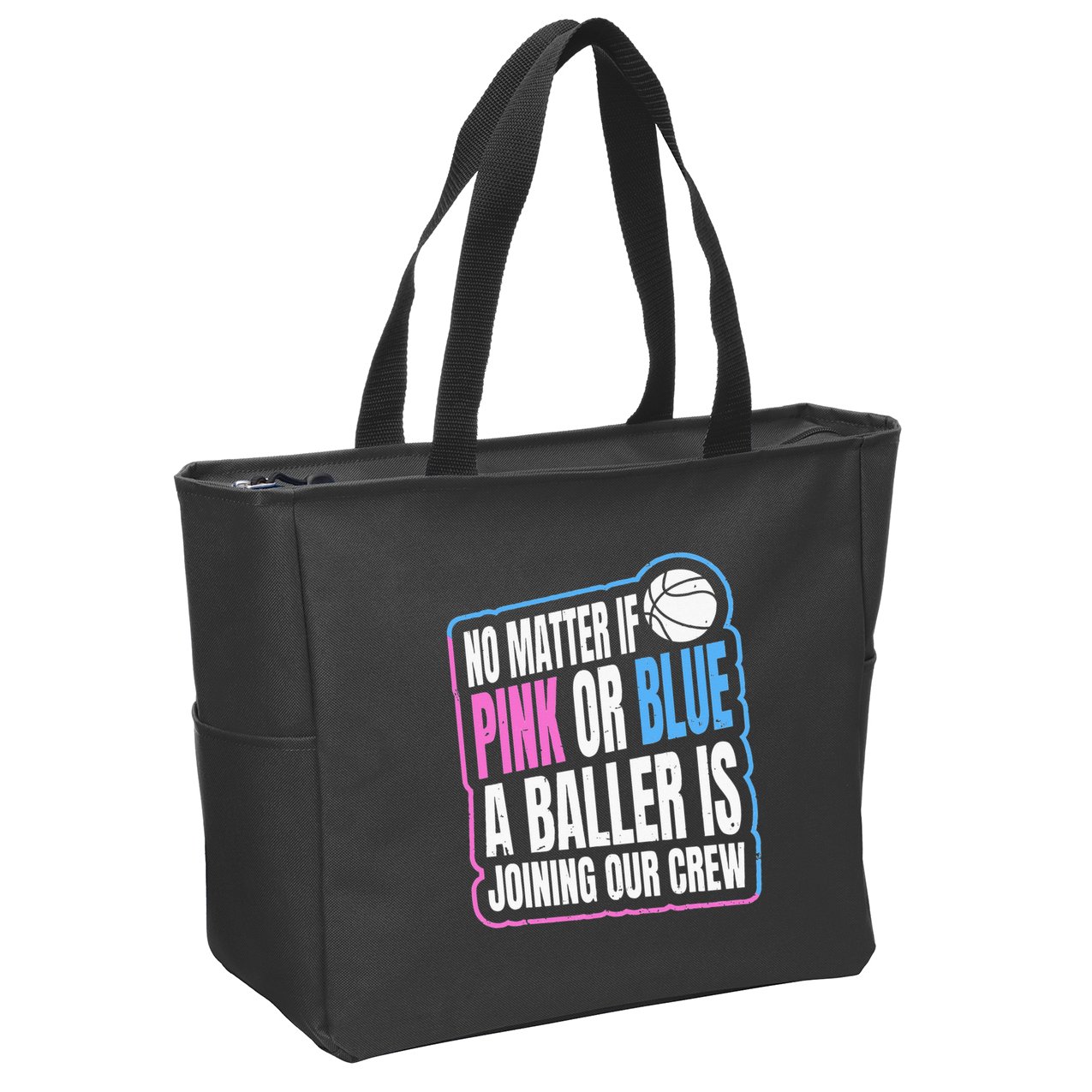 Gender Reveal Party Quote For A Basketball Player Zip Tote Bag