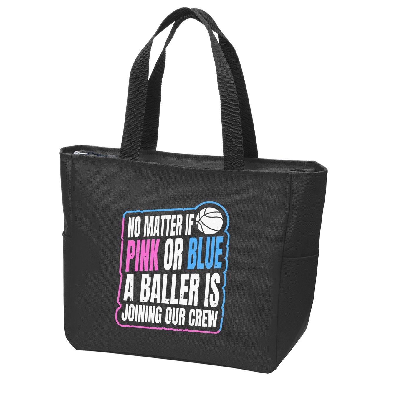 Gender Reveal Party Quote For A Basketball Player Zip Tote Bag