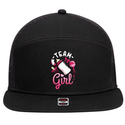 Gender Reveal Party Team Girl 7 Panel Mesh Trucker Snapback Hat