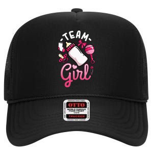 Gender Reveal Party Team Girl High Crown Mesh Back Trucker Hat