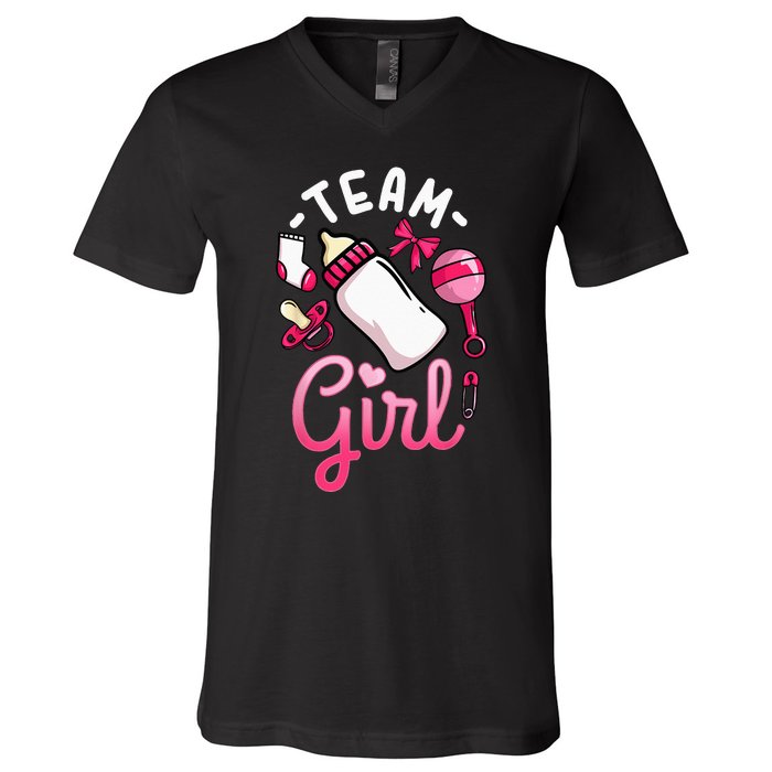 Gender Reveal Party Team Girl V-Neck T-Shirt