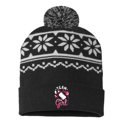 Gender Reveal Party Team Girl USA-Made Snowflake Beanie