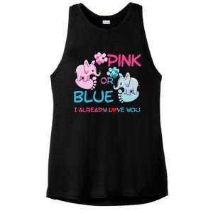 Gender Reveal Pink Or Blue Boy Or Girl Party Supplies Family Ladies PosiCharge Tri-Blend Wicking Tank