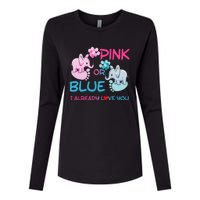 Gender Reveal Pink Or Blue Boy Or Girl Party Supplies Family Womens Cotton Relaxed Long Sleeve T-Shirt