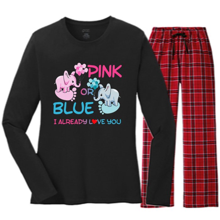 Gender Reveal Pink Or Blue Boy Or Girl Party Supplies Family Women's Long Sleeve Flannel Pajama Set 