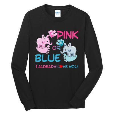 Gender Reveal Pink Or Blue Boy Or Girl Party Supplies Family Tall Long Sleeve T-Shirt