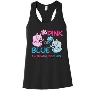 Gender Reveal Pink Or Blue Boy Or Girl Party Supplies Family Women's Racerback Tank