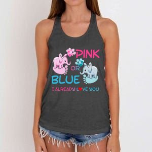 Gender Reveal Pink Or Blue Boy Or Girl Party Supplies Family Women's Knotted Racerback Tank