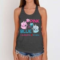 Gender Reveal Pink Or Blue Boy Or Girl Party Supplies Family Women's Knotted Racerback Tank