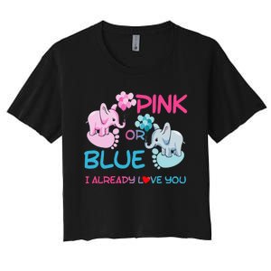 Gender Reveal Pink Or Blue Boy Or Girl Party Supplies Family Women's Crop Top Tee