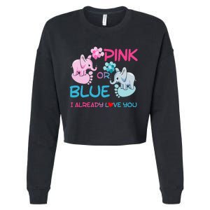 Gender Reveal Pink Or Blue Boy Or Girl Party Supplies Family Cropped Pullover Crew