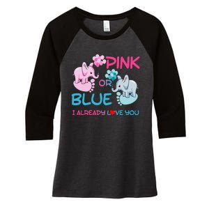 Gender Reveal Pink Or Blue Boy Or Girl Party Supplies Family Women's Tri-Blend 3/4-Sleeve Raglan Shirt